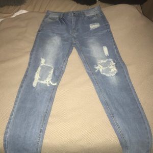 Light washed, ripped skinny jeans!